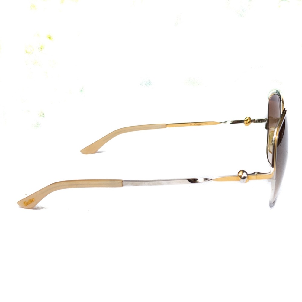Vintage Cartier Trinity de Cartier CT0089S Cat Eye Sunglasses Gold Silver Brown - Picture 5 of 14